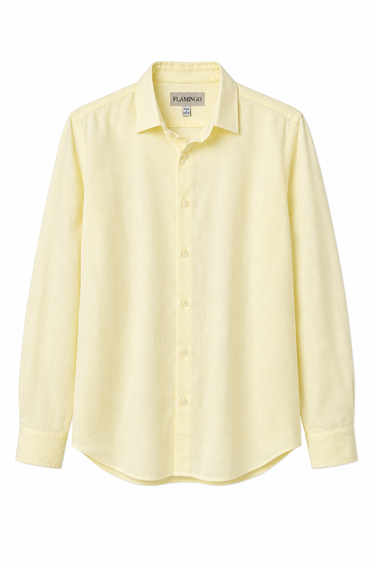 Flamingo Linen Shirt – Lemon