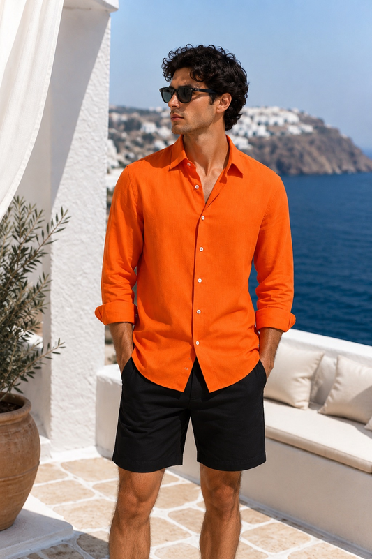 Flamingo Linen Shirt – Orange