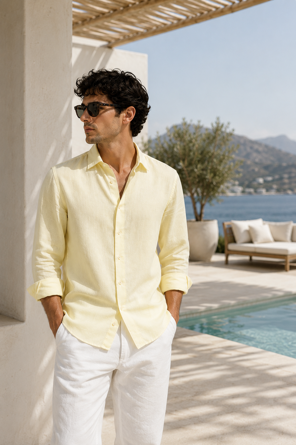 Flamingo Linen Shirt – Lemon