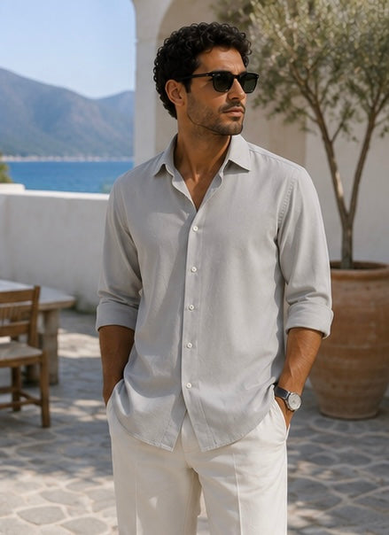 Flamingo Linen Shirt – Grey