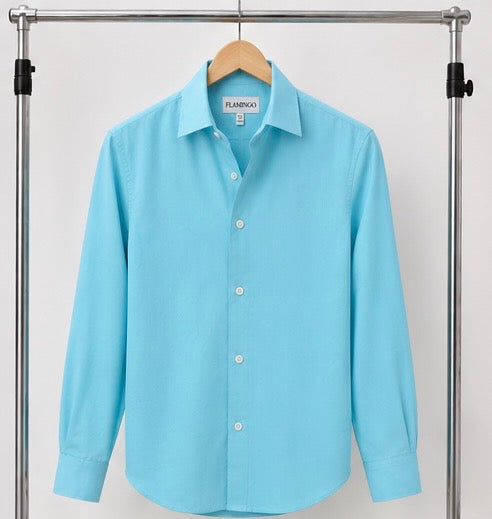 Flamingo Linen Shirt – Ocean Blue