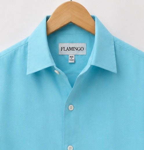 Flamingo Linen Shirt – Ocean Blue