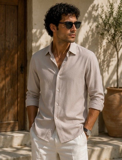 Flamingo Linen Shirt – Sand
