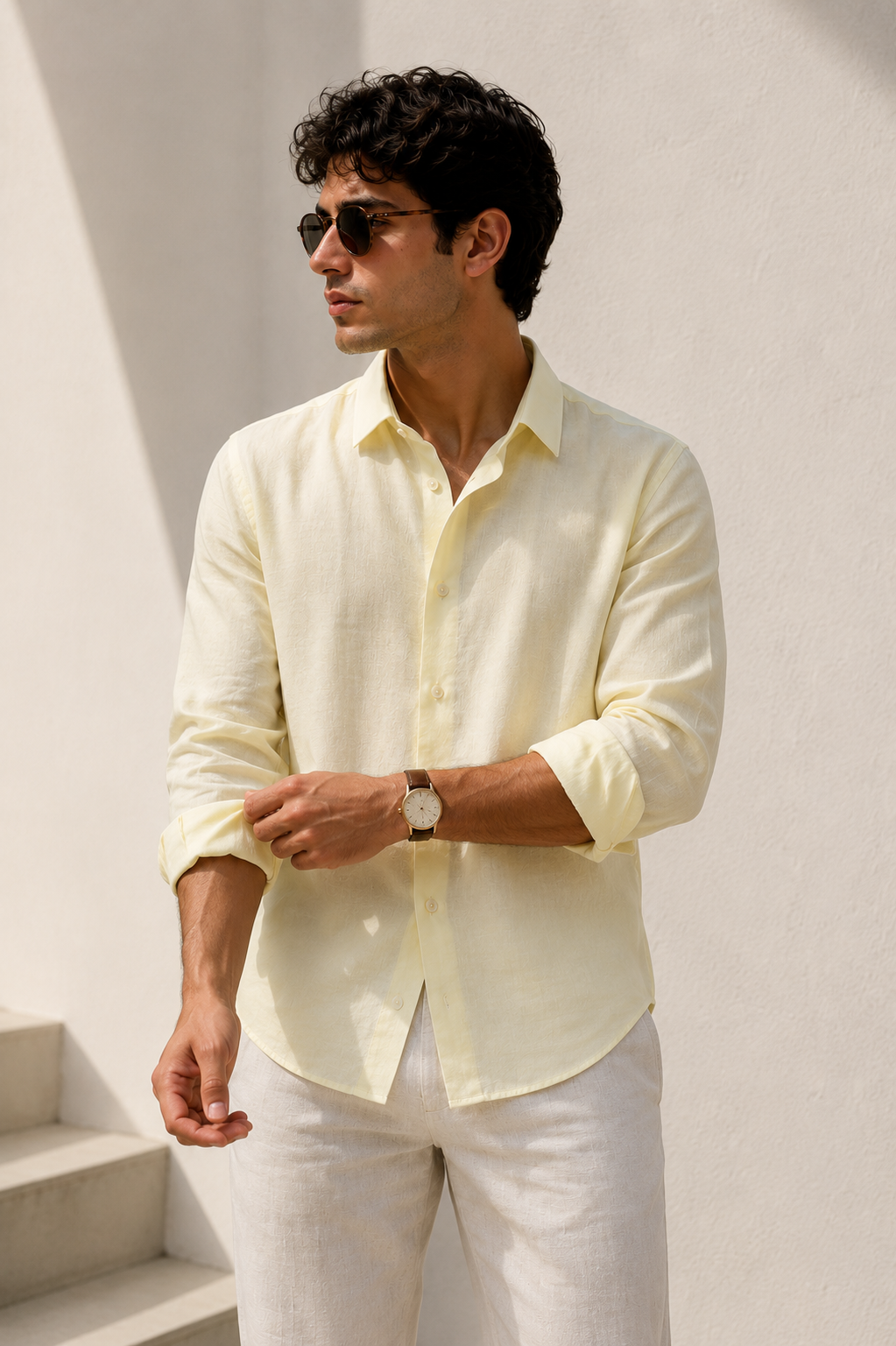 Flamingo Linen Shirt – Lemon
